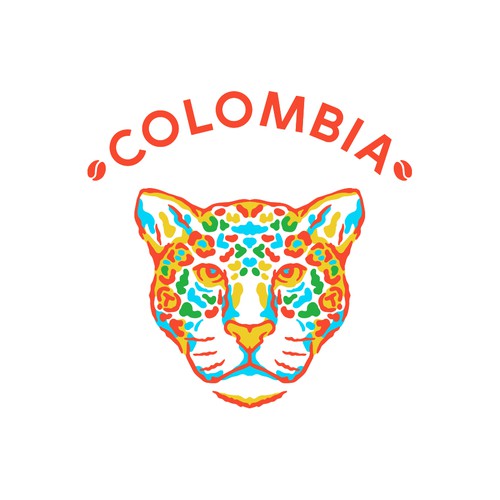 Animal artwork with the title 'Colombia coffee bag marking'