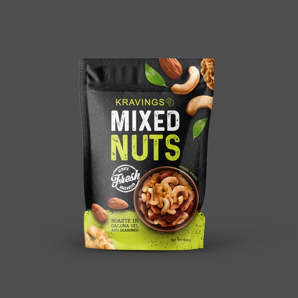 Nut packaging with the title 'mixed nuts '