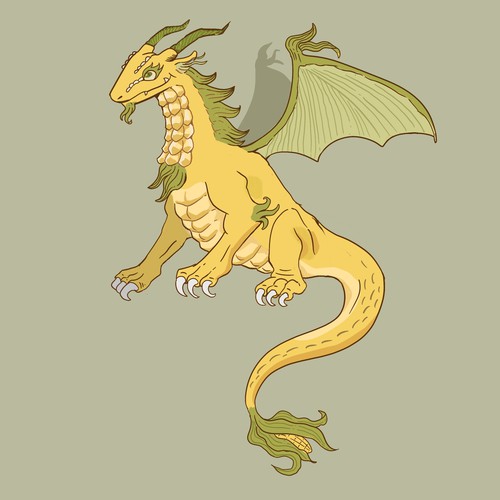 Cool artwork with the title 'Corn Dragon Character Design'