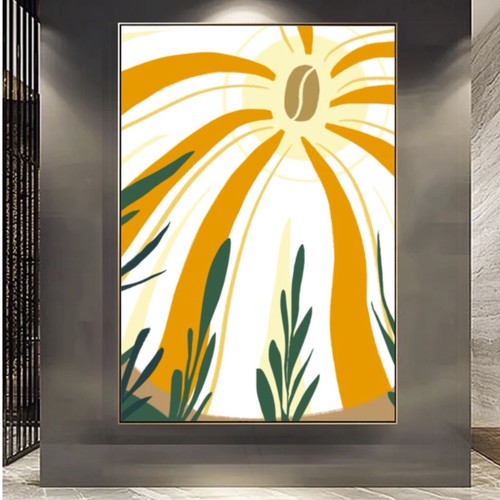 Coffee shop artwork with the title 'Abstract wall art'