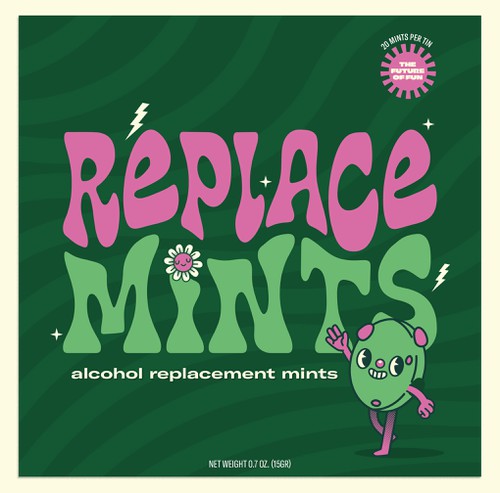 Design with the title 'Modern Psychedelic Mint Tin Packaging'