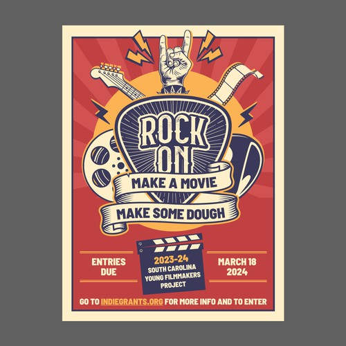 Rock and roll design with the title 'Old Rock Show Poster for High School Film Competition'