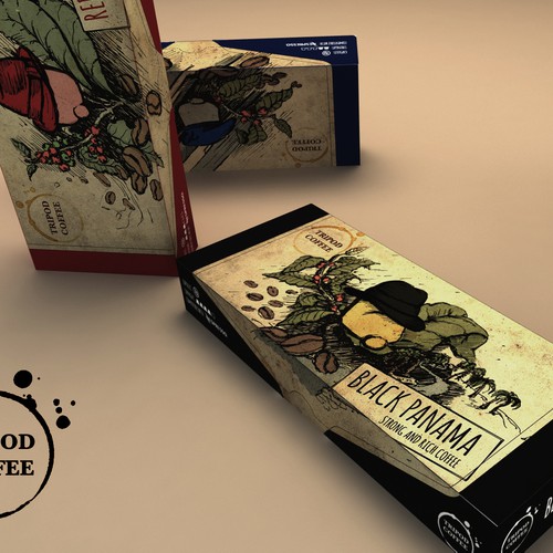 Painted packaging with the title 'Creating product packaging for fun, start up coffee capsule business'