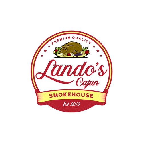 Smokehouse design with the title 'Lando's Cajun Smokehouse'