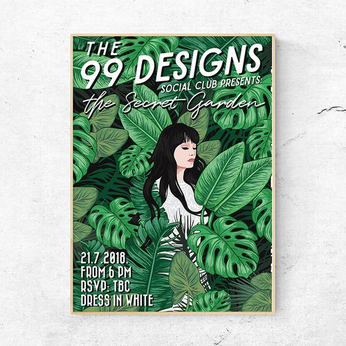 Green artwork with the title 'Poster design for event'