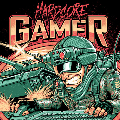 Gamer design with the title 'HARDCORE GAMER'