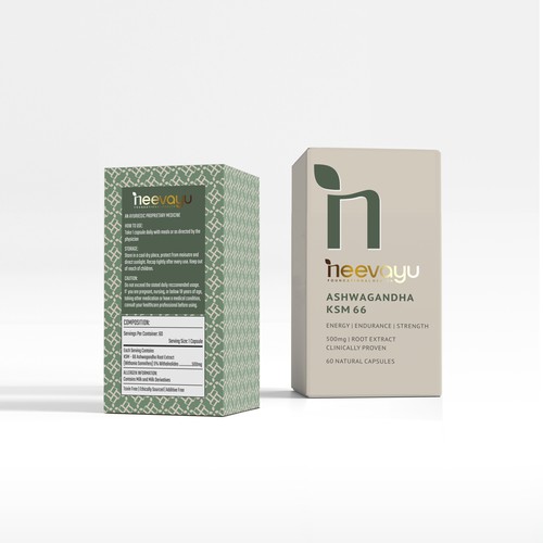 Design with the title 'Minimalist packaging for a Ayurvedic and Botanical Supplement Brand'
