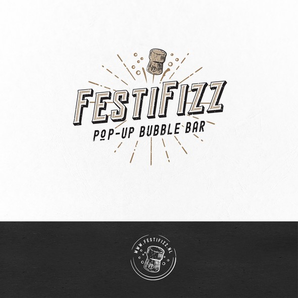 Champagne bottle logo with the title 'Logo for FestiFizz - pop up bubble bar'