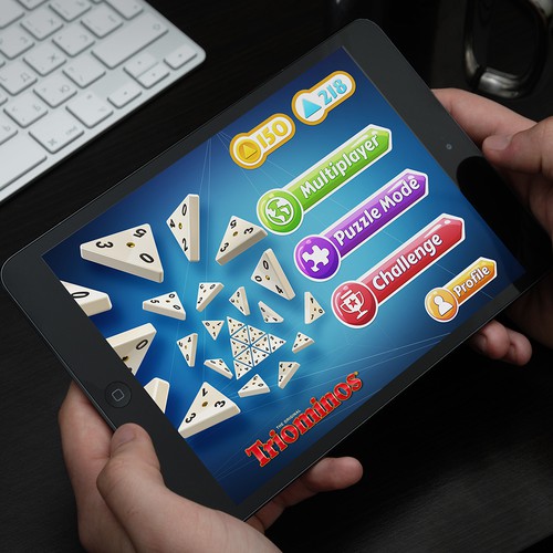 Element design with the title '**GUARANTEED** Create UI for Triangular Dominos iPad Game'