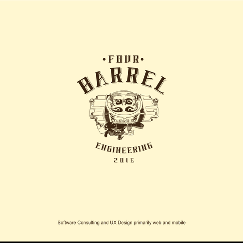Charcoal logo with the title '4 Barrel Logo '