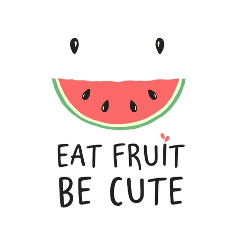 Retail t-shirt with the title 'eat fruit be cute'