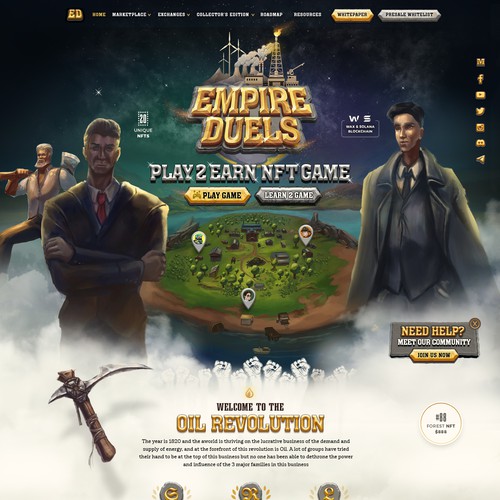 Vintage website with the title 'Design a cool website for play to earn NFT game'