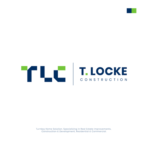 Thick line logo with the title 'TLC T. Locker Construction Logo Design Proposal'