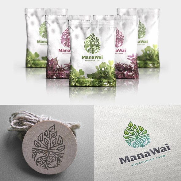 Water design with the title 'Logo for ManaWai-aquaponics farm'