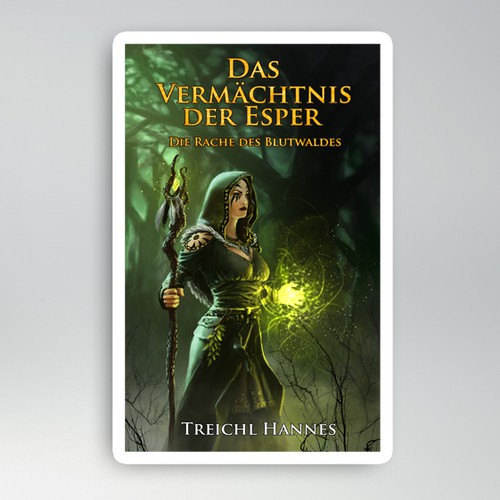 Forest book cover with the title 'Fantasy cover illustration'