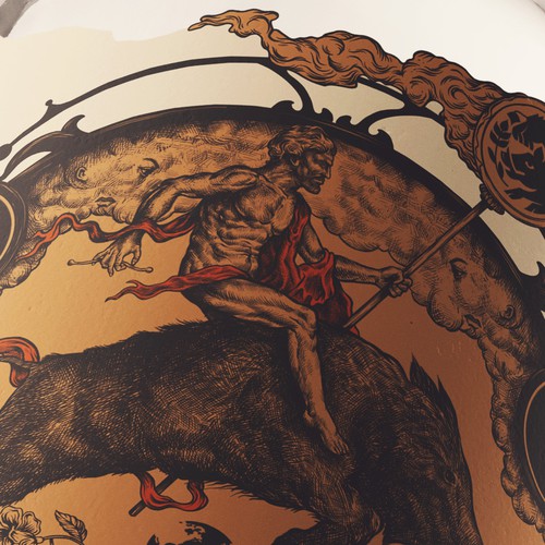 Beverage label with the title 'Label illustration concept. '