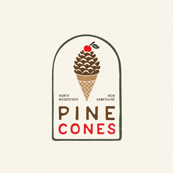 Logo with the title 'Visual Identity for Pine Cones Ice Cream'