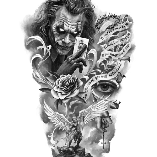 Joker design with the title 'full leg sleeve'