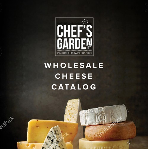 Cheese design with the title 'Wholesale Cheese Catalog for CHEF'S GARDEN'