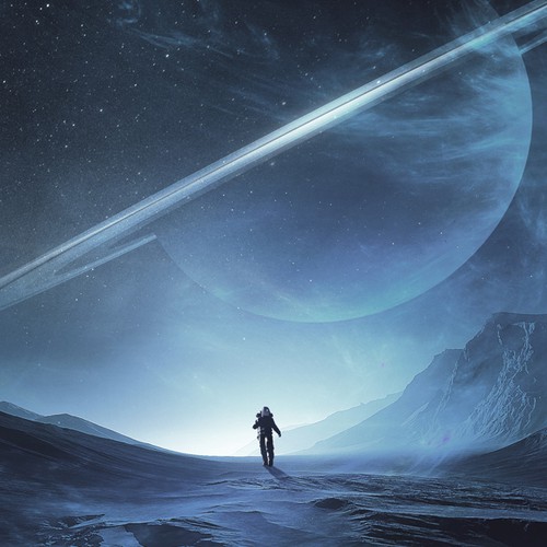 Space design with the title 'book cover ''Enceladus'''