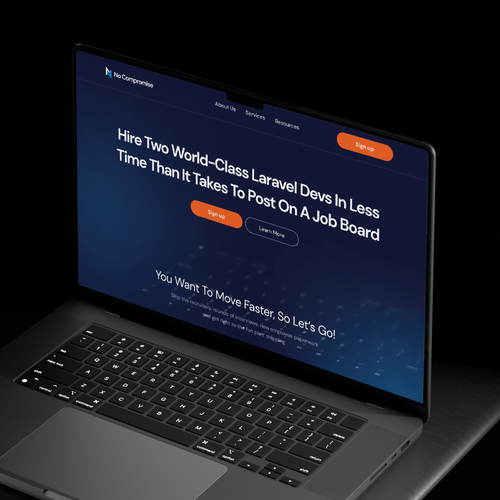 UX design with the title 'Landing Page - No Compromises'