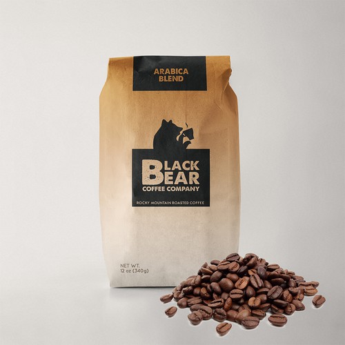 Coffee bean logo with the title 'Black Bear Coffee'