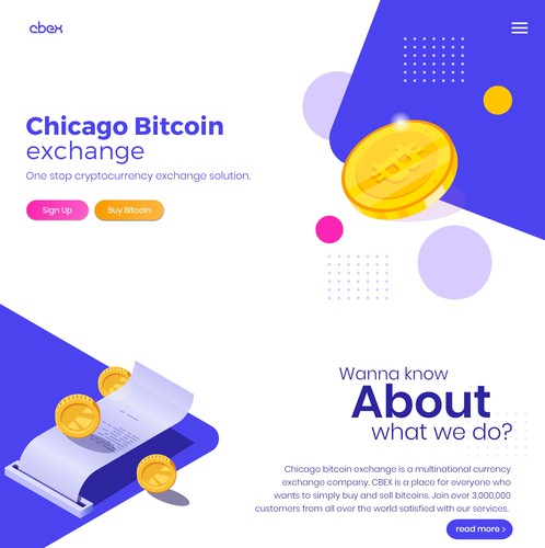 Isometric website with the title 'A Fancy Landing Page for Crypto Currency Exchange Wesbite'