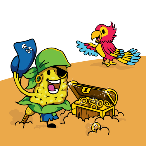 Character illustration with the title 'mascots'