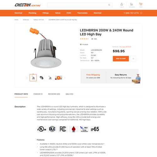 Magento website with the title 'Cheeta Lighting website'