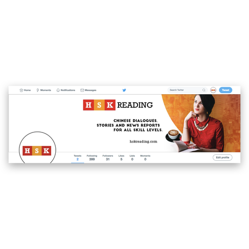 Header design with the title 'Twitter header for HSK READING'
