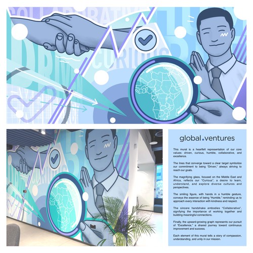 Mural artwork with the title 'Global Venture Mural Design'