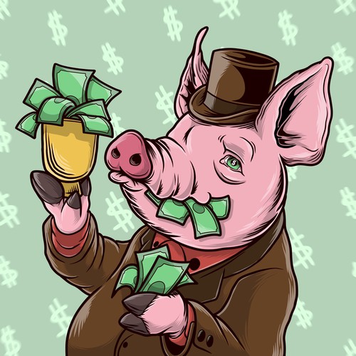 Money illustration with the title 'Pig'