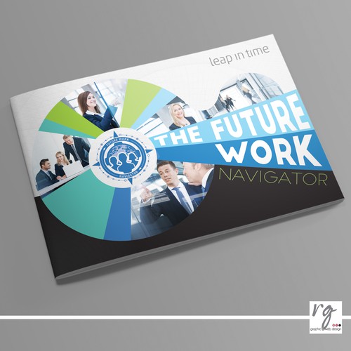 Work design with the title 'Brochure design for Leap in time'