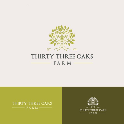 Oak tree logo with the title 'Whimsical Oaks tree logo concept for family farm'