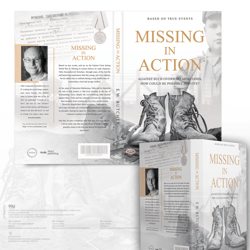 History book cover with the title 'Compelling cover for true life action book set on Eastern Front during WWII.'