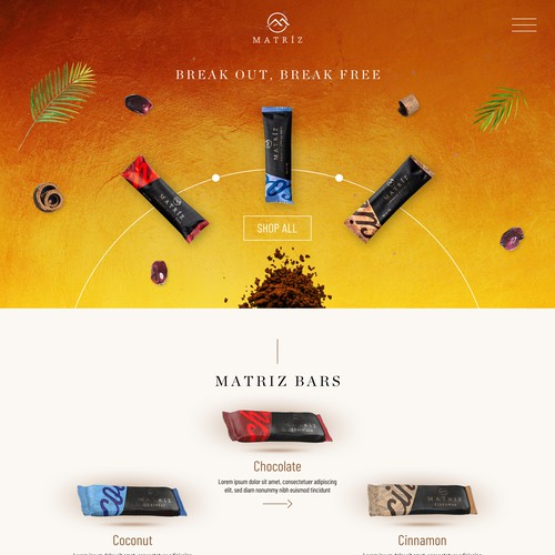 Food website with the title 'Web page design for chocolate brand'