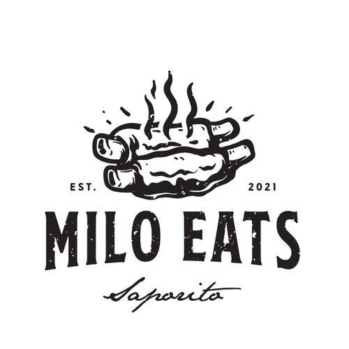 Meat logo with the title 'Milo Eats BBQ'