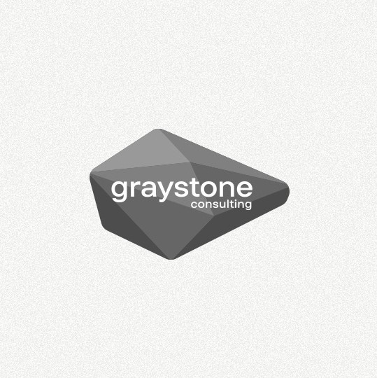 Gray and yellow logo with the title 'Graystone Consulting Logo'