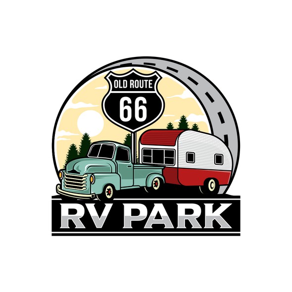 Park design with the title 'Old Route 66 RV Park'