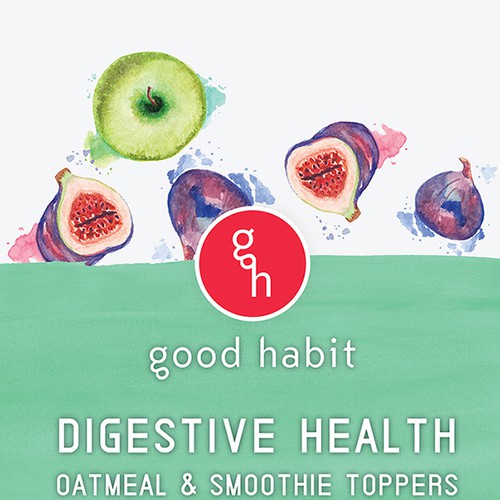 Watercolor label with the title 'Good Habit'