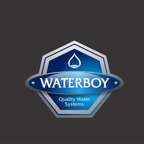 Water drop design with the title 'WATERBOY Quality Water Systems. Brand label design'