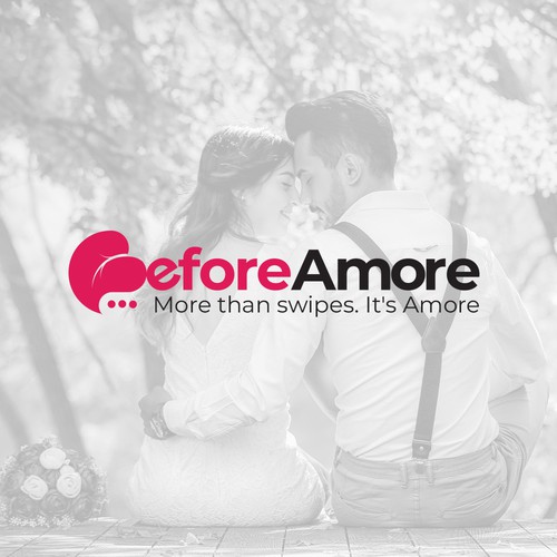 Relationship logo with the title 'Before Amore logo for a dating website'
