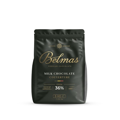 Cocoa packaging with the title ' Belmas seeking a world class packaging needs 5KG packaging we promise you ،you will see your design around the world'