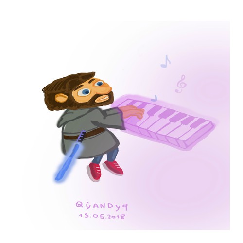 Star Wars design with the title 'Mascot for Musical Jedi Master of the Creative Force (PIano Games and Books)'