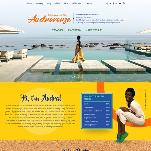 Travel website with the title 'Colorful - travel, fashion, lifestyle web design'