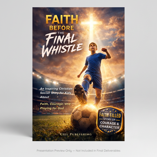 Religious book cover with the title 'Cinematic Christian Sports Book Cover Concept'