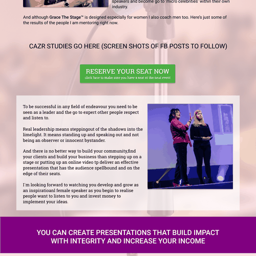 Women website with the title 'Web-design of site of speaker training program for women'