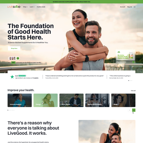 Adobe XD design with the title 'NEW - ***GUARANTEED PRIZE*** Website Redesign for Supplement Company'