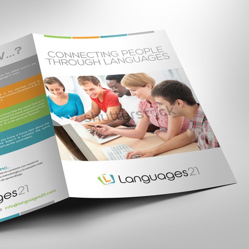 Spanish design with the title 'Create a fun Brochure for a innovative language learning company!'