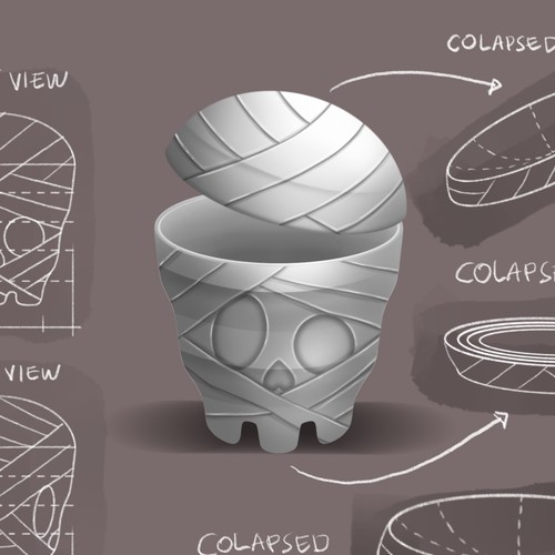 Mummy design with the title 'A popcorn bucket design '